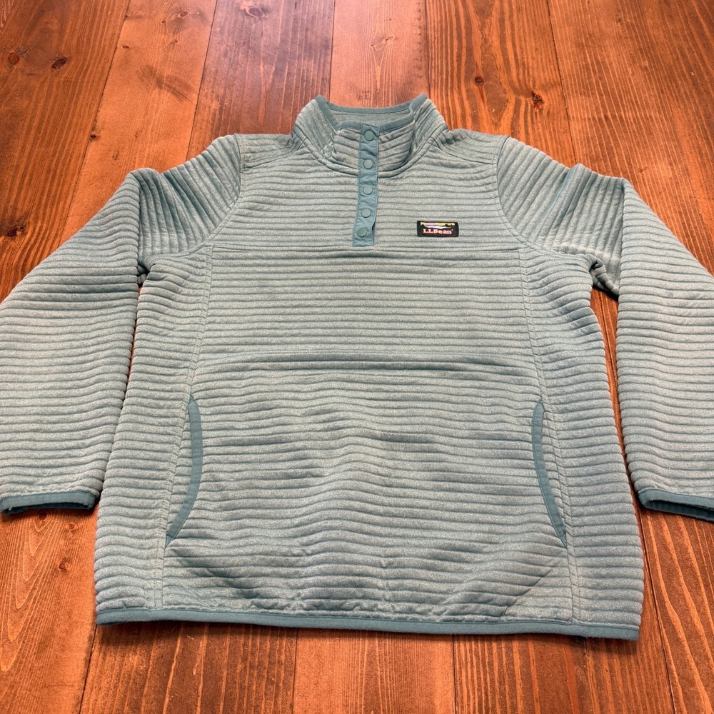LL Bean Airlight 1/4 Snap Pullover Women Medium Quilted Knit Snap Neck Outdoor